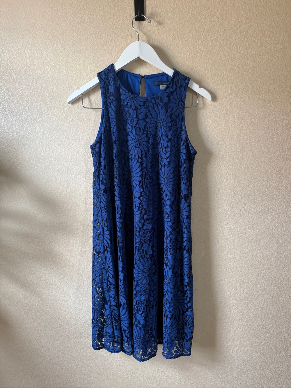 Tommy Hilfiger Royal Blue Floral Lace Sleeveless Dress